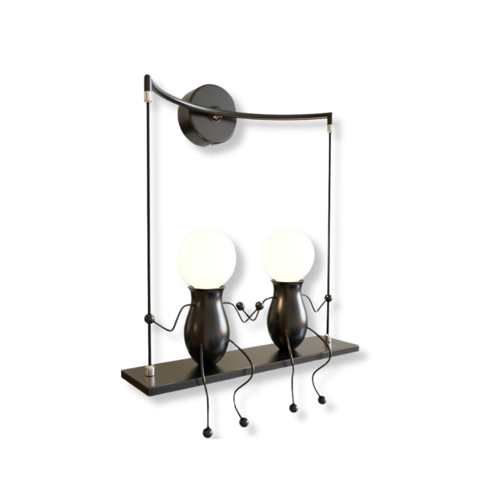Humanoid Modern Mini Wall Lighting Fixture 2-Lights Two Little People Wall Sconce Wall Decoration