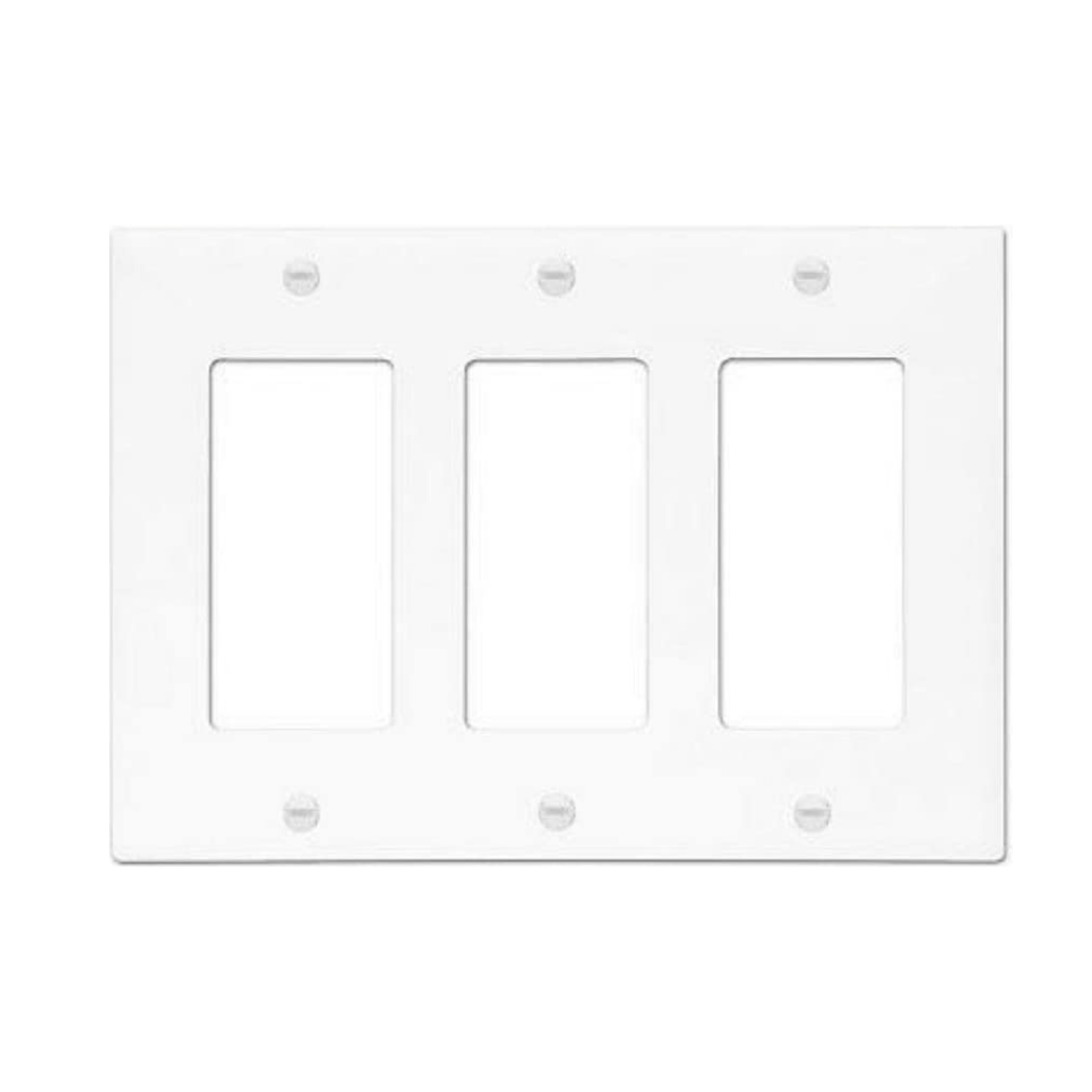 Sterl Lighting Pack of 5 3-Gang White Wall Plates Decorative Outlet Covers